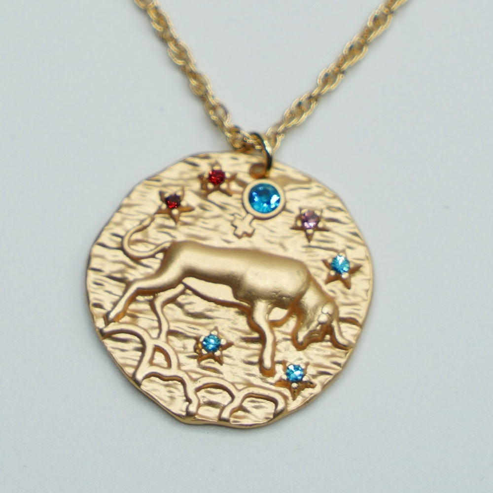 Zodiac TAURUS coin necklace horoscope astrology
